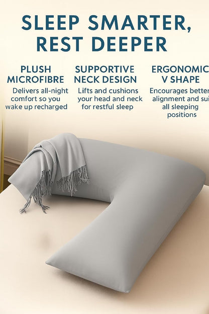 Easy Care Polycotton Orthopaedic V Shaped Pillow with Case or V Pillowcase Only | Night Zone