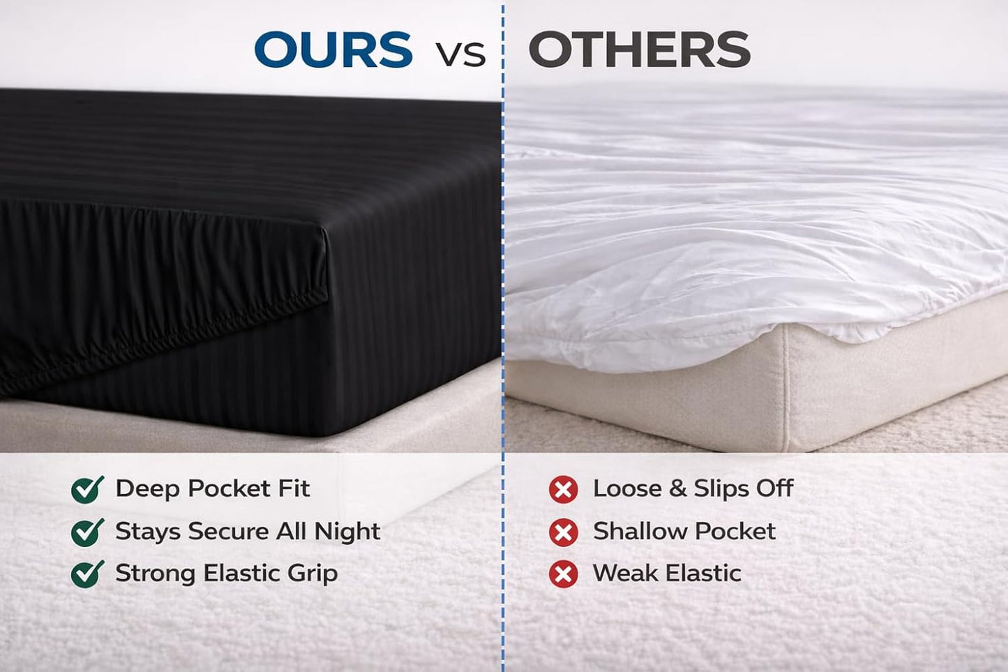 Microfiber Embossed Stripe Extra Deep Fitted Sheet 40cm – Brushed Soft Fitted Bed Sheet | Night Zone