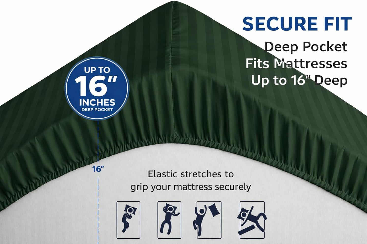 Microfiber Embossed Stripe Extra Deep Fitted Sheet 40cm – Brushed Soft Fitted Bed Sheet | Night Zone