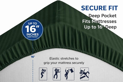 Microfiber Embossed Stripe Extra Deep Fitted Sheet 40cm – Brushed Soft Fitted Bed Sheet | Night Zone