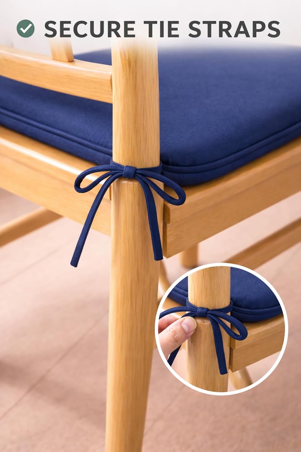Pack of 4 Waterproof Chair Pads 38 x 38 cm – Indoor & Outdoor Seat Cushions with Ties | Night Zone