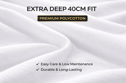 Extra Deep Fitted Sheet 40cm – Polycotton Easy Care Bedding | Night Zone