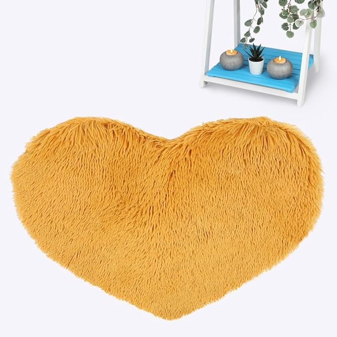 Heart Faux Fur Rug 65x65cm – Soft Fluffy Non-Slip Bedroom Rugs| Night Zone