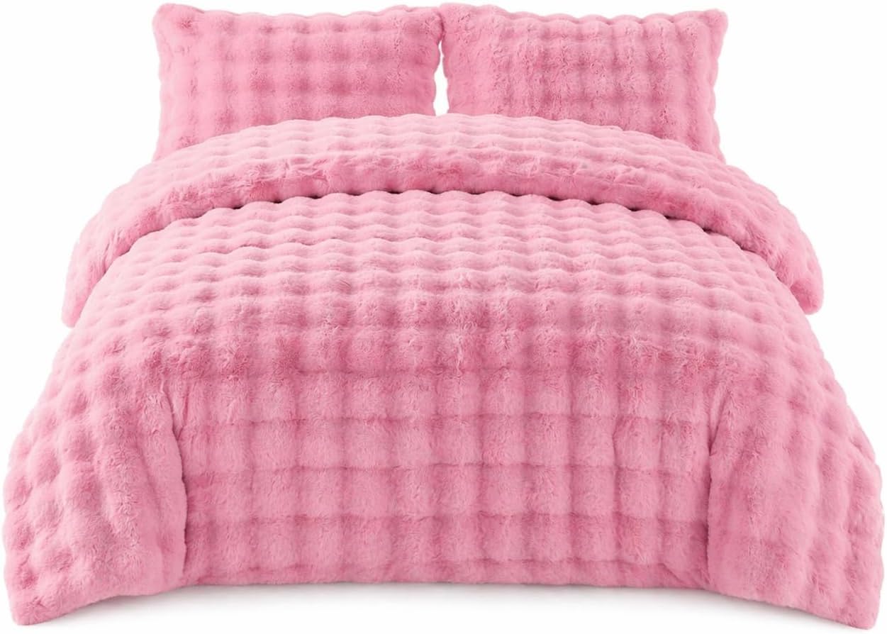 Teddy Square Fleece Duvet Cover Set – Ultra Soft Fluffy Plush Bedding | Night Zone
