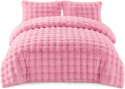 Teddy Square Fleece Duvet Cover Set – Ultra Soft Fluffy Plush Bedding | Night Zone