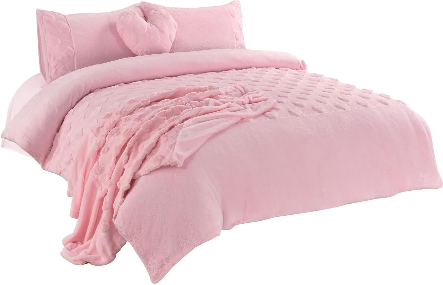 Hearts Teddy Throw Super Soft Fluffy Fleece Throw with Embossed Heart Design For Sofa & Bed | Night Zone
