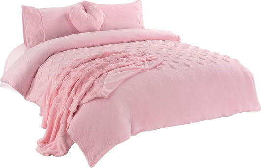 Hearts Teddy Throw Super Soft Fluffy Fleece Throw with Embossed Heart Design For Sofa & Bed | Night Zone