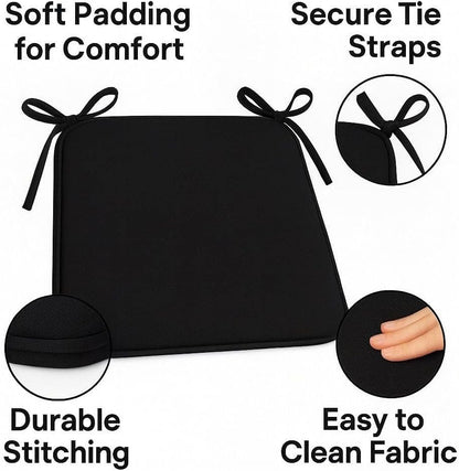 Multicolour Square Chair Seat Pads 38x38cm – 3cm Thick Cushions with Ties | Night Zone
