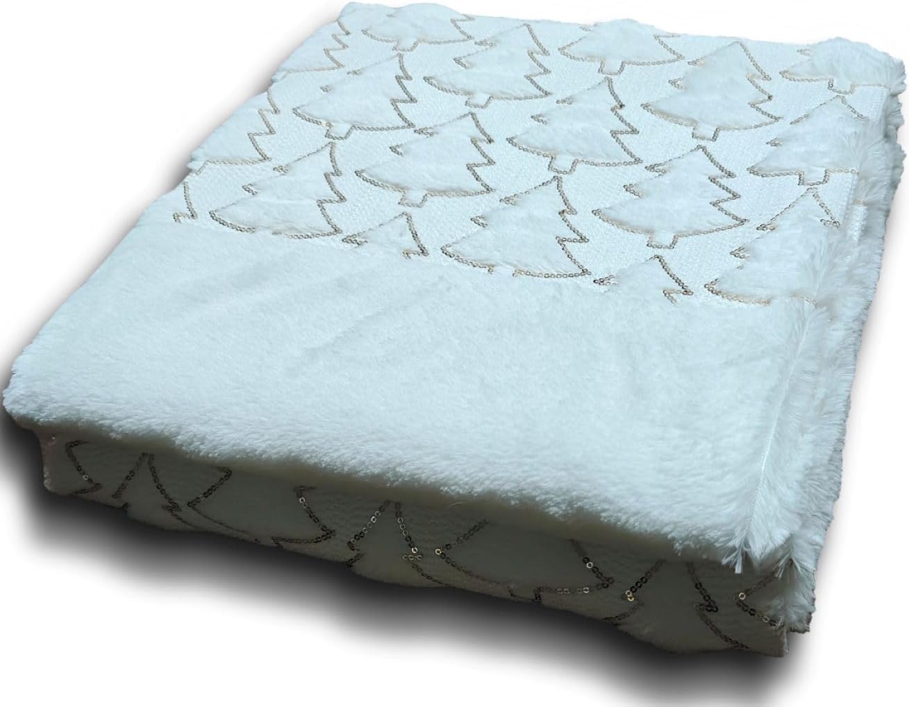 Teddy Fleece Christmas Blanket – Soft Plush Throw with Sequin Christmas Tree Design | Night Zone