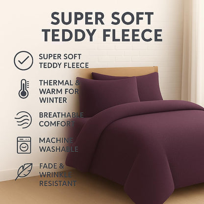 Teddy Fleece Duvet Cover Set – Soft Warm Teddy Bear Bedding | Night Zone