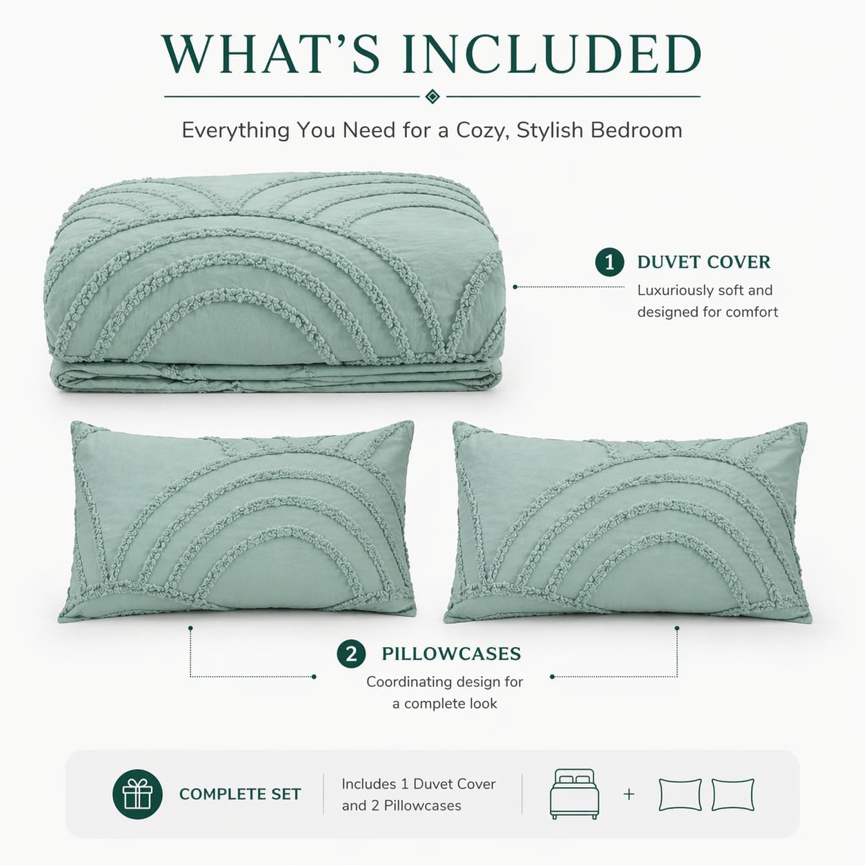 Zara Chenille Tufted Duvet Cover Set – Luxury Textured Bedding | Night Zone