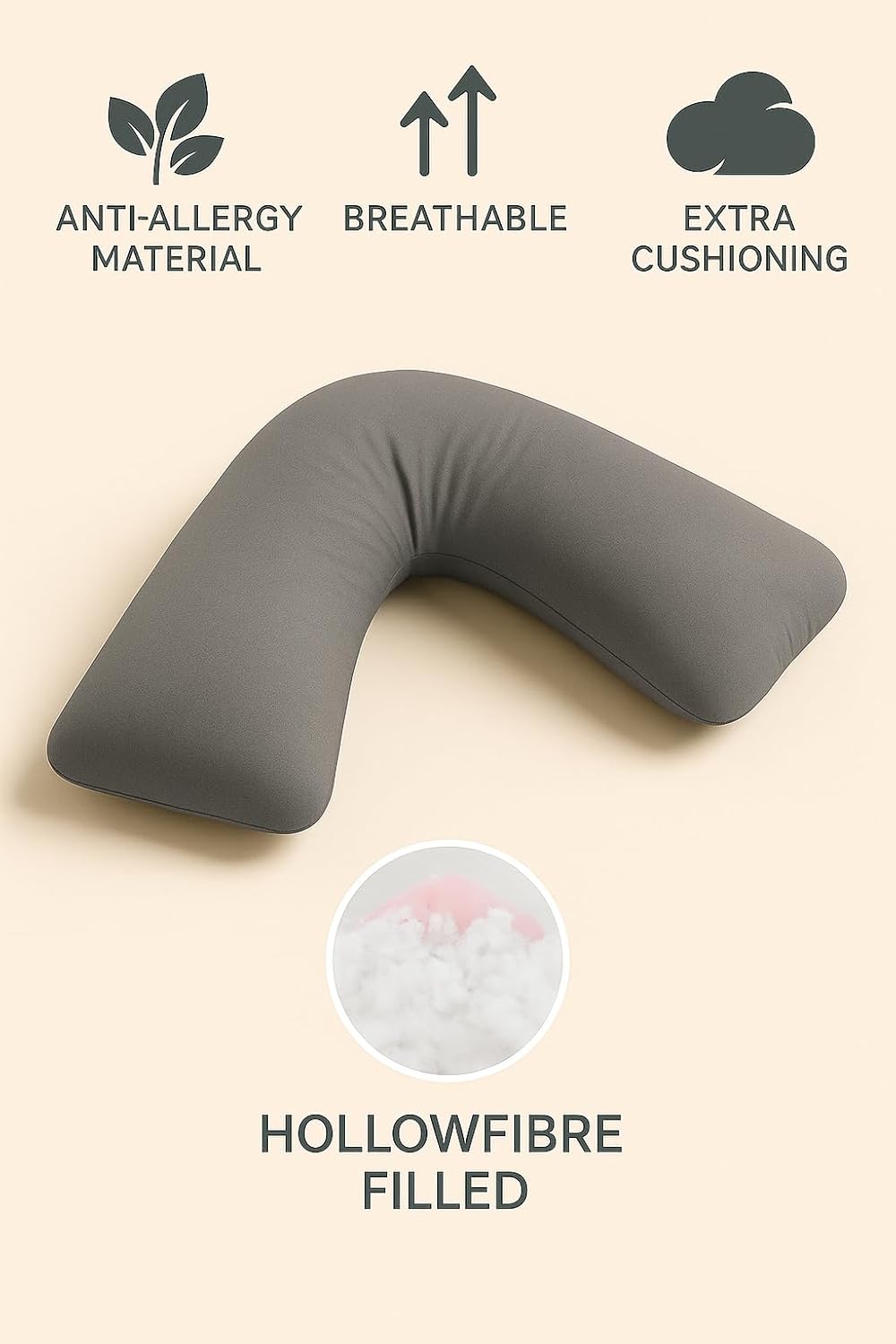 Easy Care Polycotton Orthopaedic V Shaped Pillow with Case or V Pillowcase Only | Night Zone