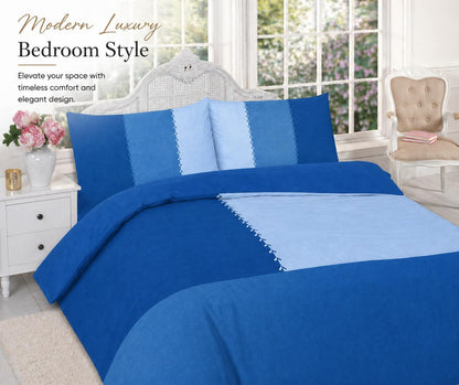 Suede Patch Polycotton Duvet Cover Set – Luxury Soft Touch Patchwork Bedding | Night Zone
