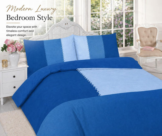Suede Patch Polycotton Duvet Cover Set – Luxury Soft Touch Patchwork Bedding | Night Zone