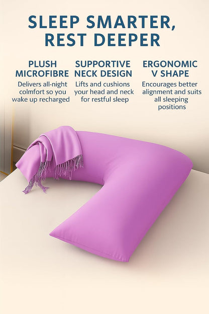 Easy Care Polycotton Orthopaedic V Shaped Pillow with Case or V Pillowcase Only | Night Zone