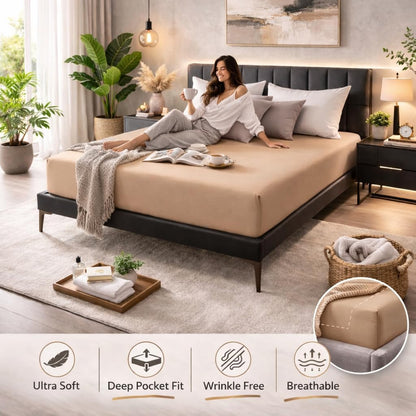 Microfibre Fitted Sheet 25cm Deep – Soft Easy Care Bedding | Night Zone