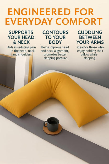 Easy Care Polycotton Orthopaedic V Shaped Pillow with Case or V Pillowcase Only | Night Zone