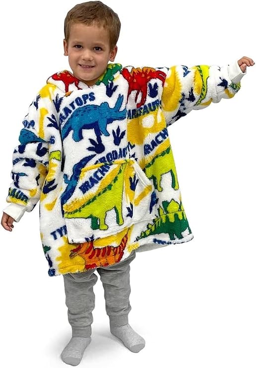 Children's Teddy Fleece Hoodie Blanket – Oversized Wearable Soft Warm Fluffy One Size | Night Zone