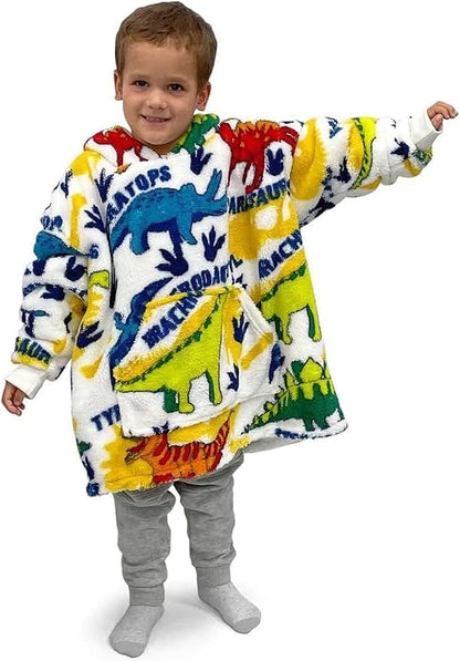 Children's Teddy Fleece Hoodie Blanket – Oversized Wearable Soft Warm Fluffy One Size | Night Zone