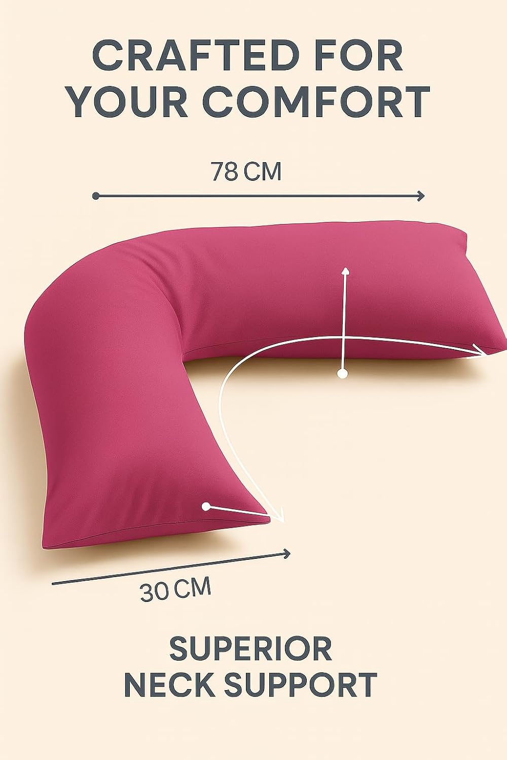 Easy Care Polycotton Orthopaedic V Shaped Pillow with Case or V Pillowcase Only | Night Zone