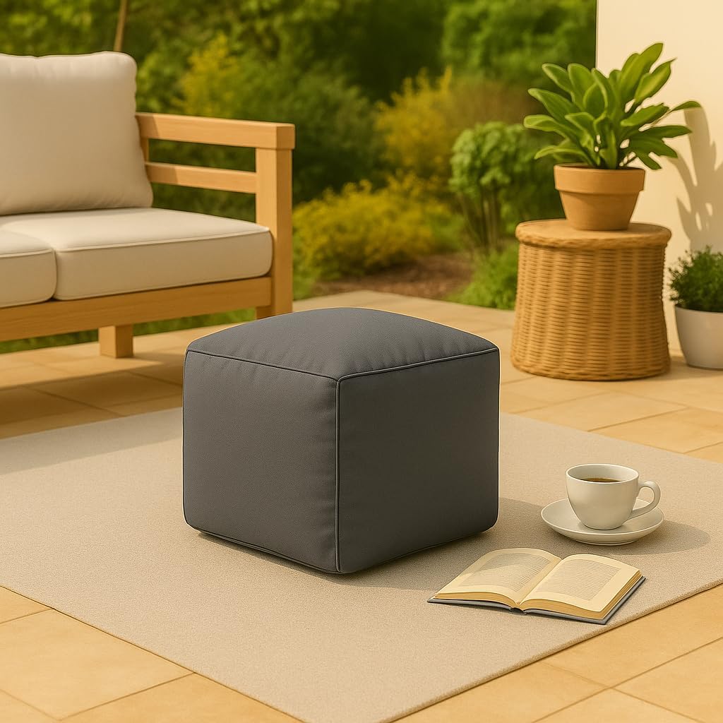 Waterproof Bean Bag Footstool Poufy Cube 40x40cm – Indoor & Outdoor Seating | Night Zone