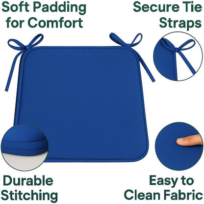 Multicolour Square Chair Seat Pads 38x38cm – 3cm Thick Cushions with Ties | Night Zone