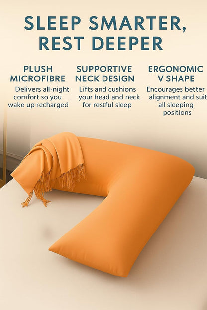 Easy Care Polycotton Orthopaedic V Shaped Pillow with Case or V Pillowcase Only | Night Zone