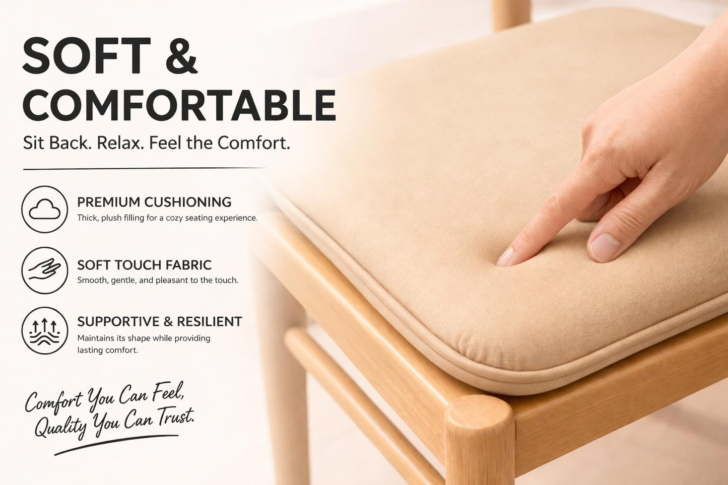 Pack of 4 Waterproof Chair Pads 38 x 38 cm – Indoor & Outdoor Seat Cushions with Ties | Night Zone