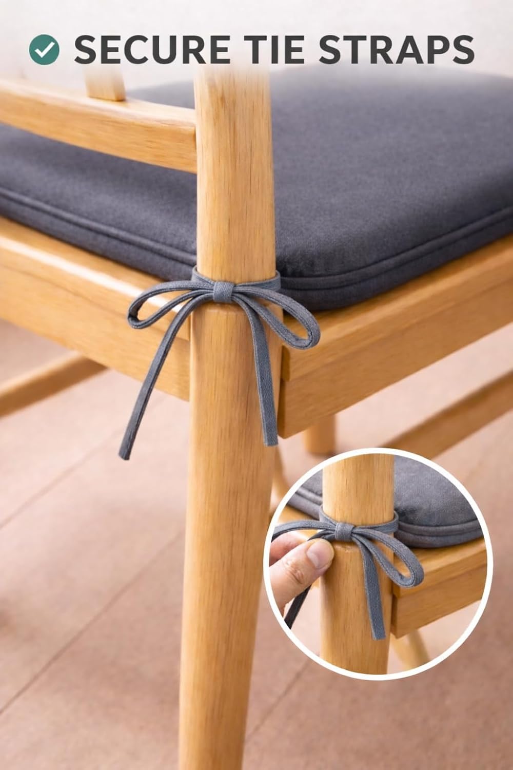 Pack of 4 Waterproof Chair Pads 38 x 38 cm – Indoor & Outdoor Seat Cushions with Ties | Night Zone
