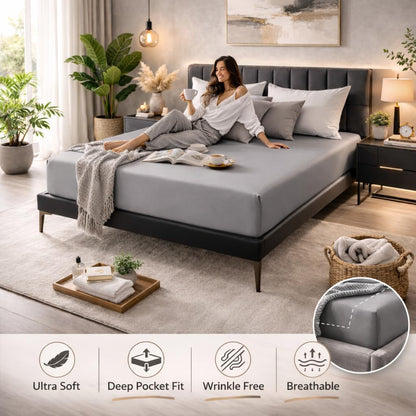 Microfibre Fitted Sheet 25cm Deep – Soft Easy Care Bedding | Night Zone
