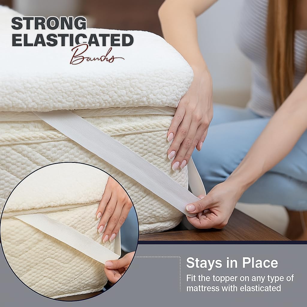 Mattress Topper 5cm Sherpa Fleece – Teddy Fleece Soft Extra Comfort Bedding | Night Zone