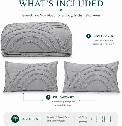 Zara Chenille Tufted Duvet Cover Set – Luxury Textured Bedding | Night Zone