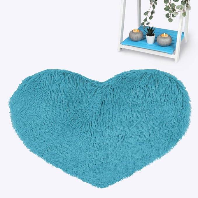 Heart Faux Fur Rug 65x65cm – Soft Fluffy Non-Slip Bedroom Rugs| Night Zone
