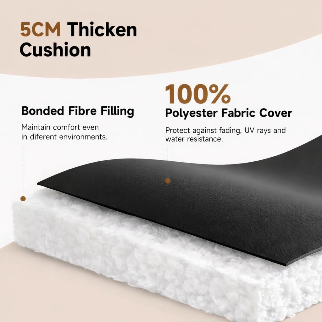Sun Lounger Cushion Seat Pad – Thick Padded Outdoor Garden Recliner Cushion | Night Zone