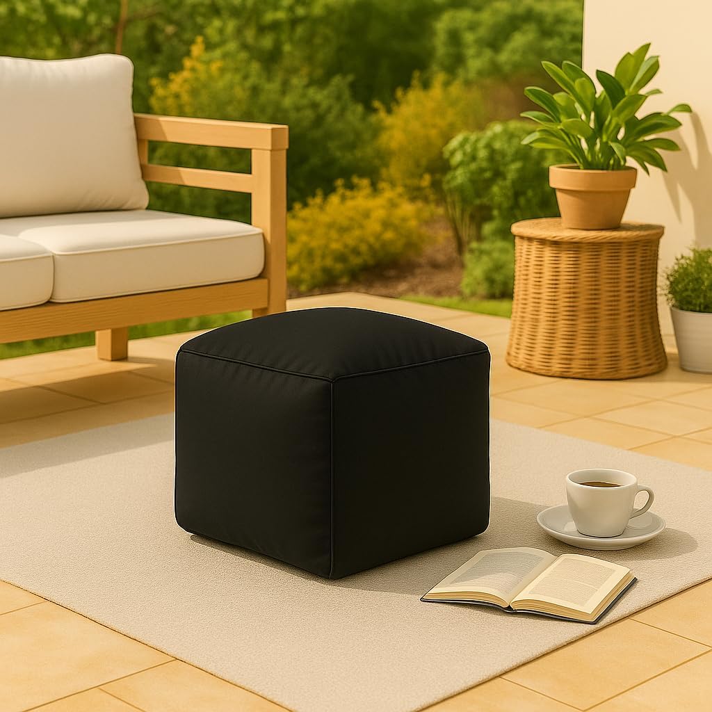 Waterproof Bean Bag Footstool Poufy Cube 40x40cm – Indoor & Outdoor Seating | Night Zone