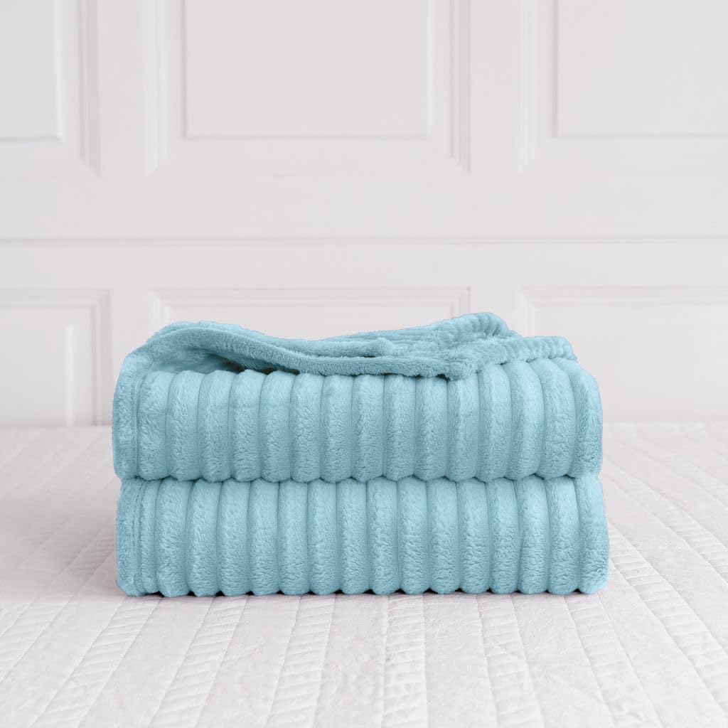 Chunky Ribbed Faux Fur Velvet Throw Blanket – Soft Touch Sofa & Bed Throw | Night Zone