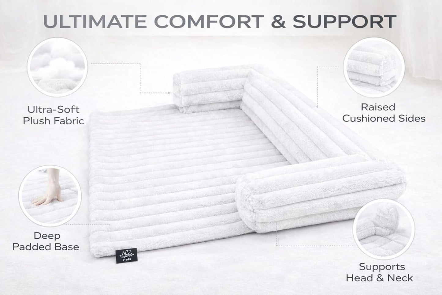 Waterproof Ribbed Plush Pet Bed – Cord Sofa Dog & Cat Bed with Raised Sides | Night Zone