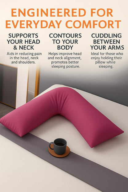 Easy Care Polycotton Orthopaedic V Shaped Pillow with Case or V Pillowcase Only | Night Zone
