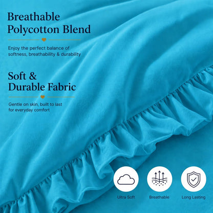 Santiago Frilled Polycotton Duvet Cover Set – Luxury Easy Care Bedding | Night Zone