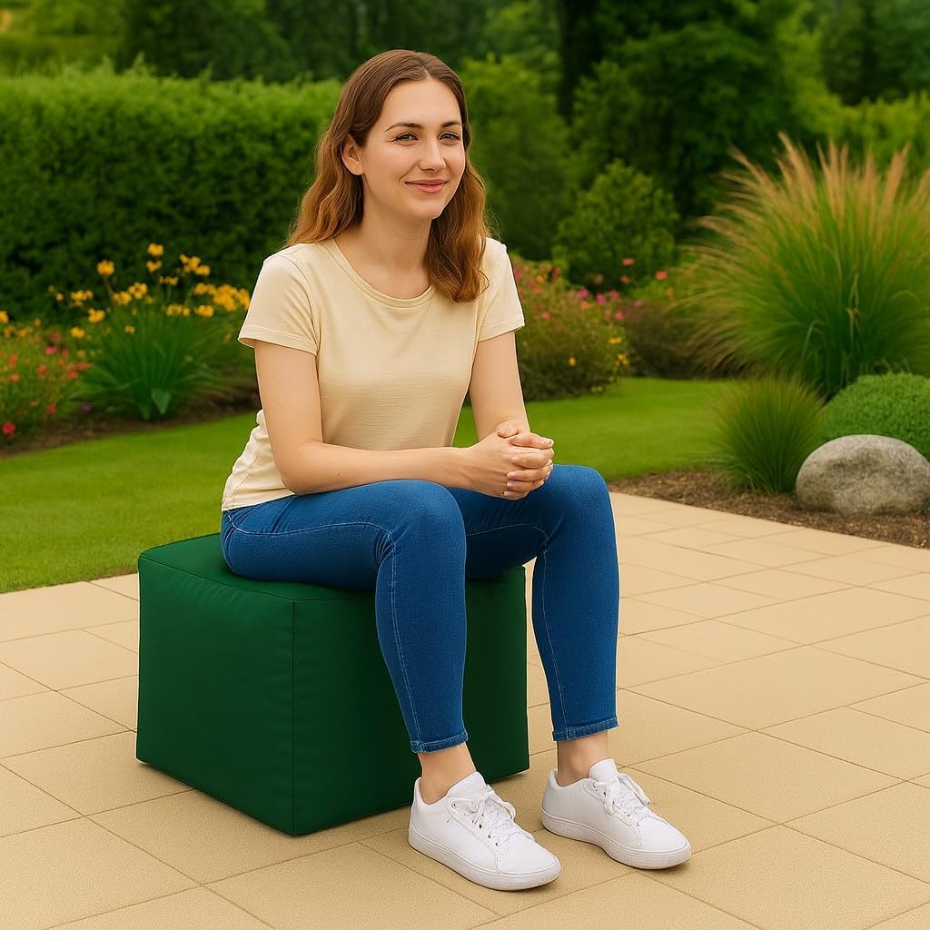 Waterproof Bean Bag Footstool Poufy Cube 40x40cm – Indoor & Outdoor Seating | Night Zone