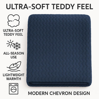 Wave Flannel Fleece Throw Blanket – Ultra Soft Warm Sofa & Bed Throw | Night Zone