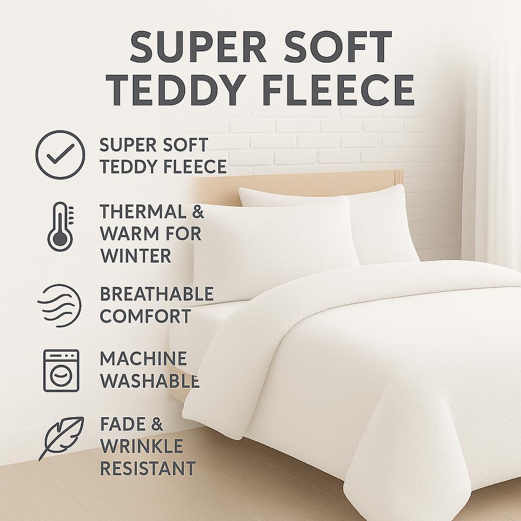 Teddy Fleece Duvet Cover Set – Soft Warm Teddy Bear Bedding | Night Zone