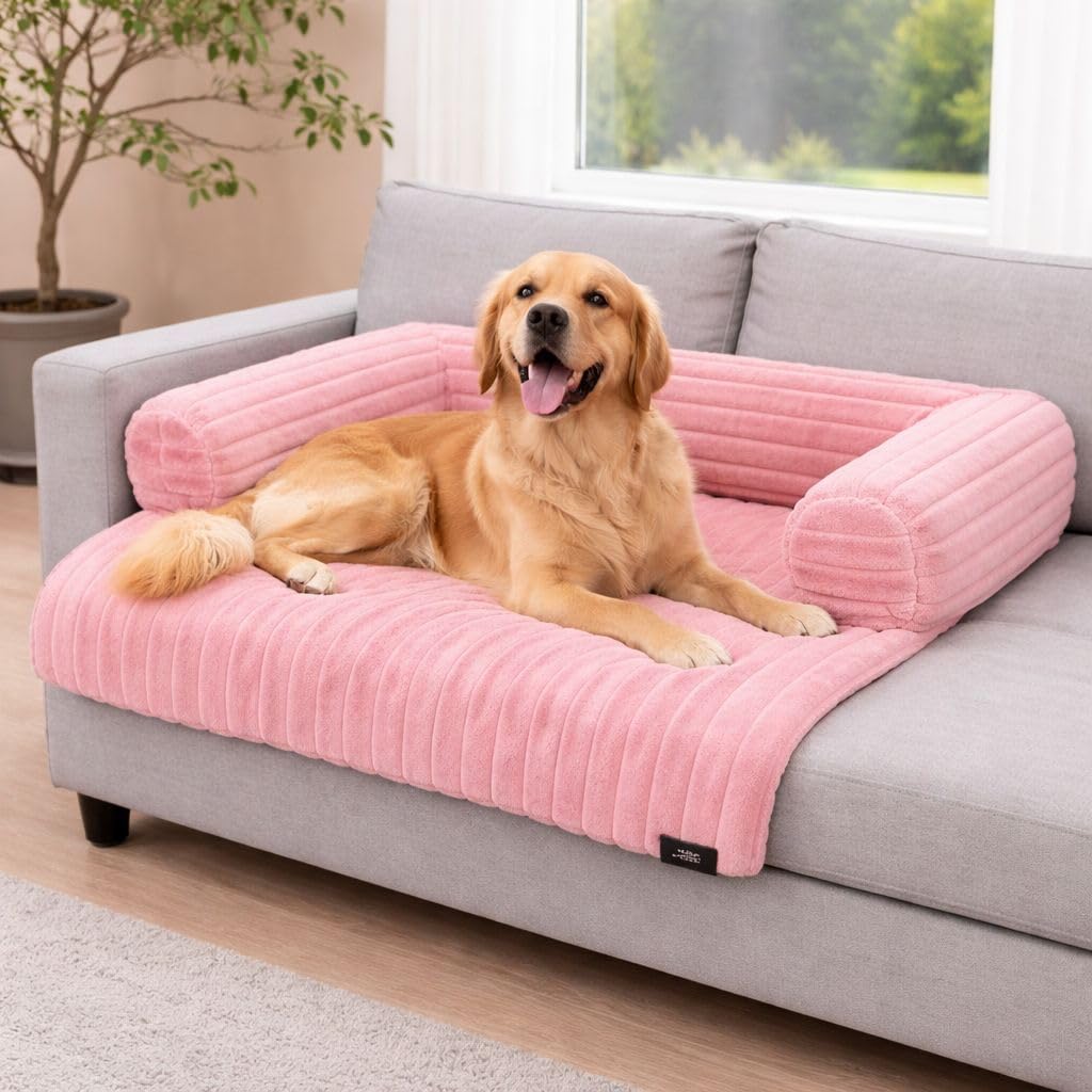 Waterproof Ribbed Plush Pet Bed – Cord Sofa Dog & Cat Bed with Raised Sides | Night Zone