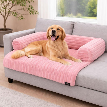 Waterproof Ribbed Plush Pet Bed – Cord Sofa Dog & Cat Bed with Raised Sides | Night Zone
