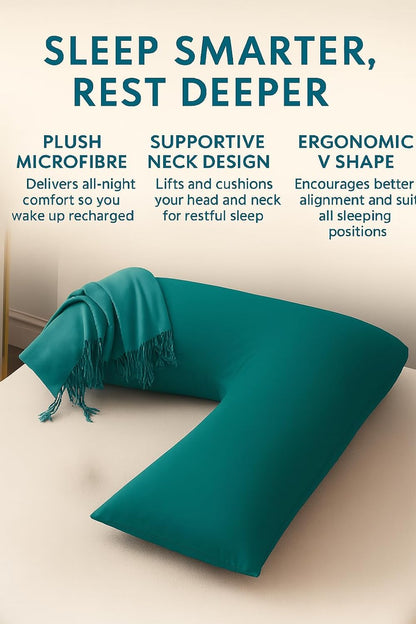 Easy Care Polycotton Orthopaedic V Shaped Pillow with Case or V Pillowcase Only | Night Zone