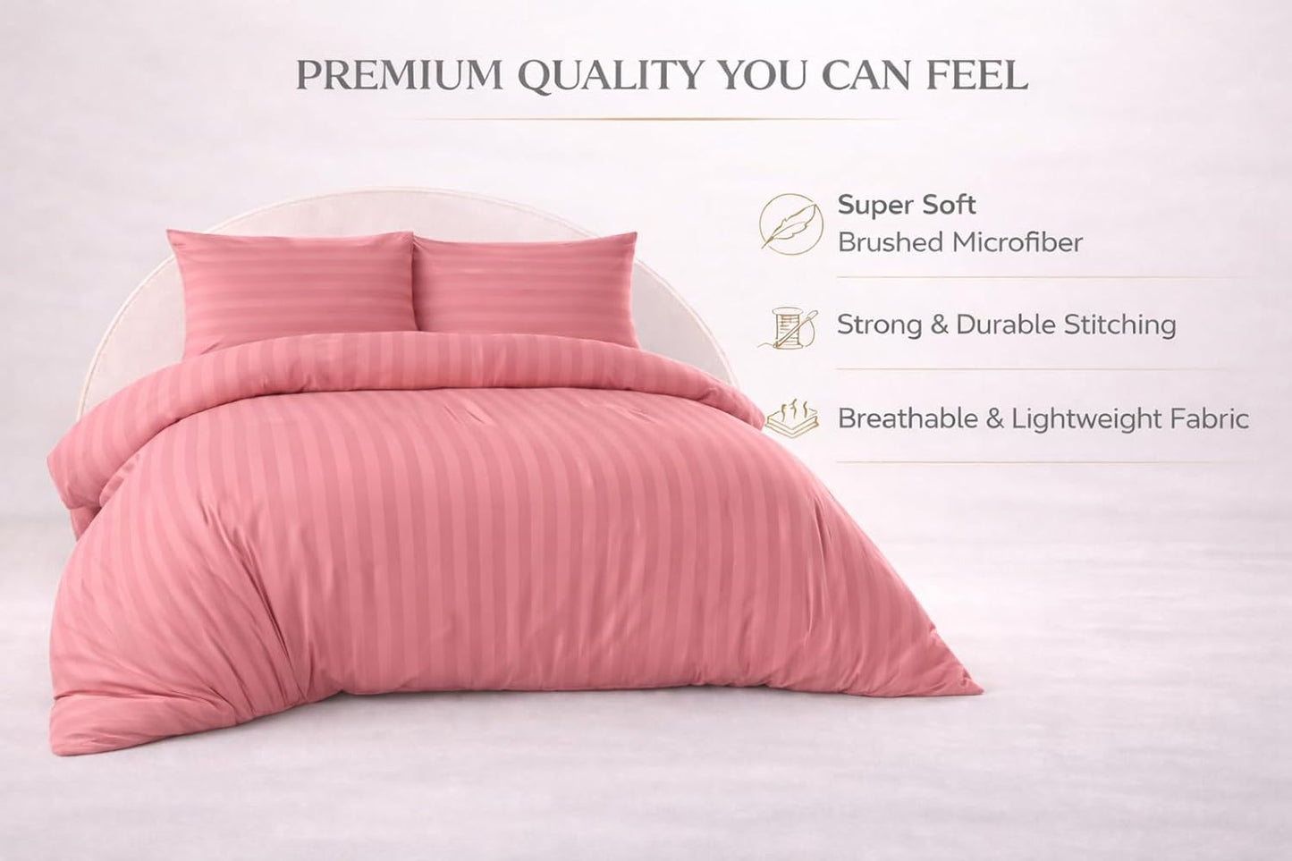 Microfiber Embossed Stripe Duvet Cover Set – Soft Touch Hotel Style Bedding | Night Zone