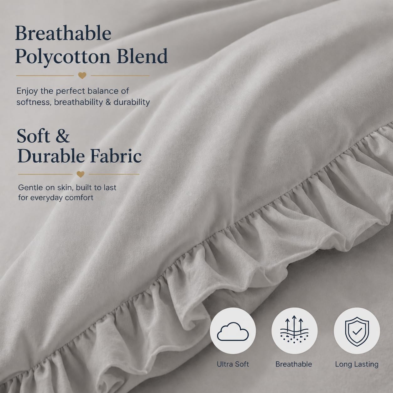 Santiago Frilled Polycotton Duvet Cover Set – Luxury Easy Care Bedding | Night Zone