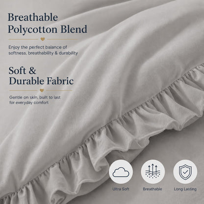 Santiago Frilled Polycotton Duvet Cover Set – Luxury Easy Care Bedding | Night Zone