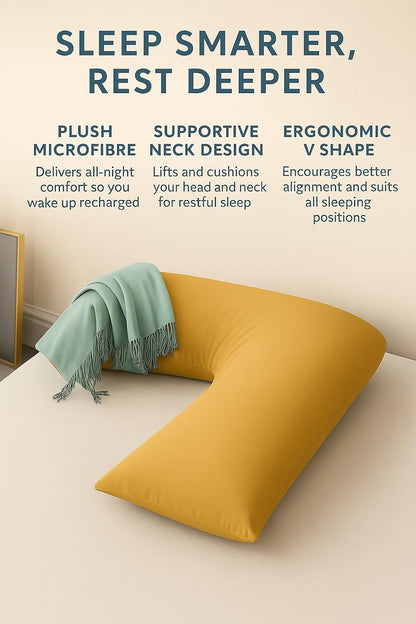 Easy Care Polycotton Orthopaedic V Shaped Pillow with Case or V Pillowcase Only | Night Zone