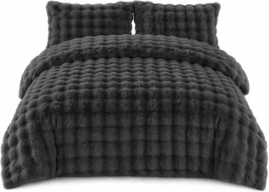 Teddy Square Fleece Duvet Cover Set – Ultra Soft Fluffy Plush Bedding | Night Zone